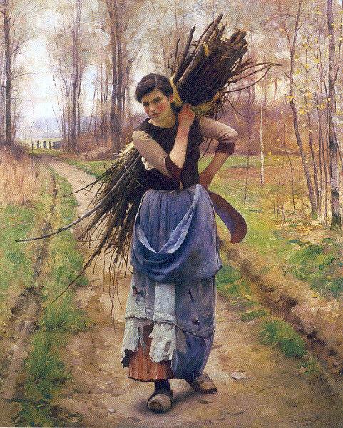 Pearce, Charles Sprague The Woodcutter's Daughter France oil painting art